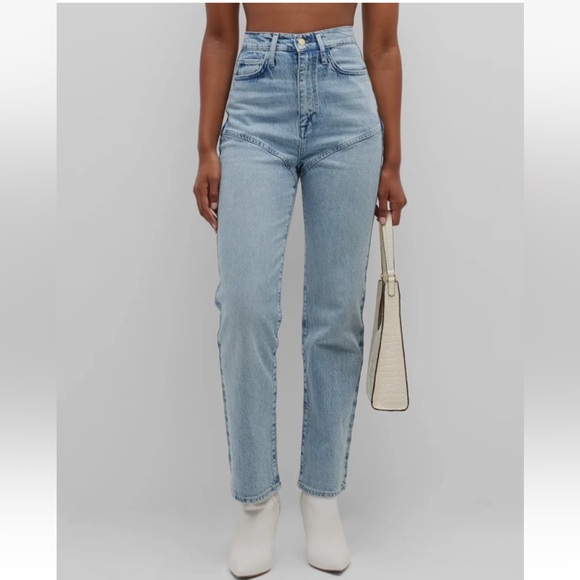 Triarchy Denim - TRIARCHY Stirrup High Waisted Seamed Straight Denim Jeans Size 27 Neiman Marcus